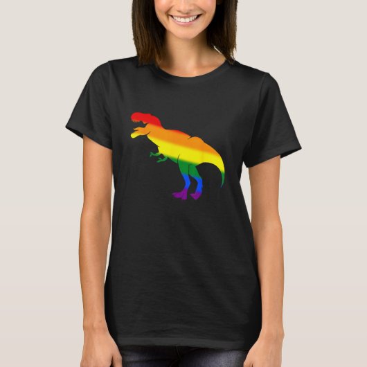 Dino Pride Regenbogenflagge LBGT Pride Monat T-Shirt (Vorderseite)