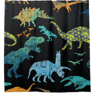 Dino Print: Grunge T - Shirt Muster. Duschvorhang