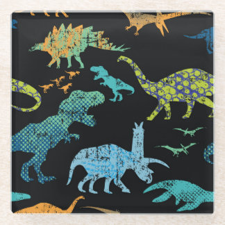 Dino Print: Grunge T - Shirt Muster. Glasuntersetzer