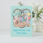 Dino Pun Schule Valentinstag Foto  Dankeskarte (Stehend Vorderseite)