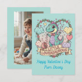 Dino Pun Schule Valentinstag Foto  Dankeskarte (Vorne/Hinten)