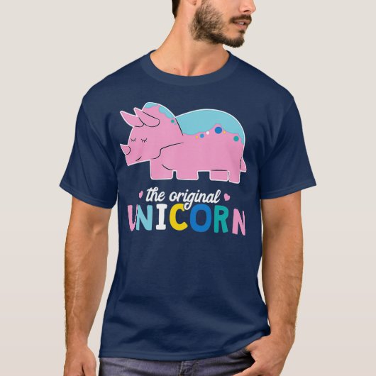 Dino Puns Original Einhorn Triceratops Rosa T-Shirt (Vorderseite)