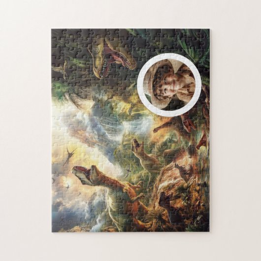 Dino Puzzle mit Foto Geburtstag Geschenk Junge (Vertikal)