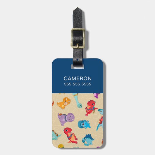 Dino Ranch | Ein Dinosaurier-Abenteuermuster Gepäckanhänger (Vorderseite vertikal)