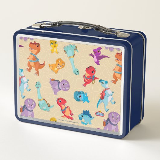 Dino Ranch | Ein Dinosaurier-Abenteuermuster Metall Brotdose (Rückseite)