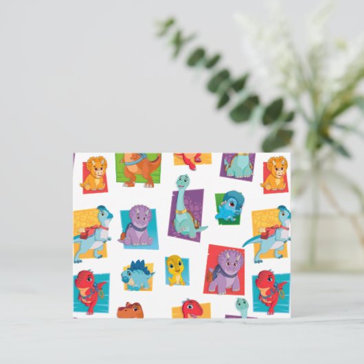 Dino Ranch Pattern Postkarte (Stehend Vorderseite)