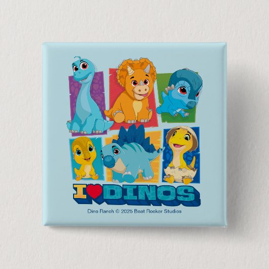 Dino Ranch | Spaß und farbenfrohe Dinosaurier Button (Vorderseite)