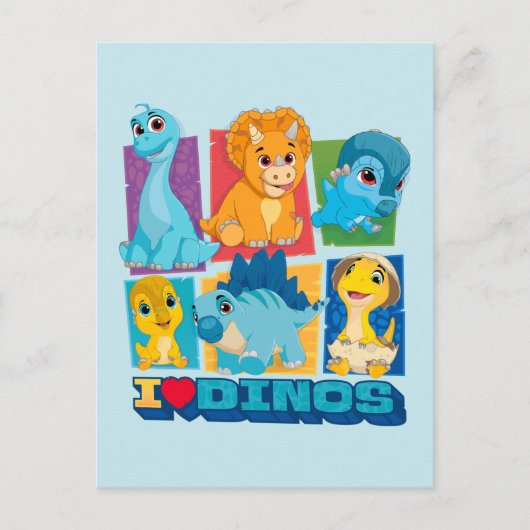 Dino Ranch | Spaß und farbenfrohe Dinosaurier Postkarte (Vorderseite)