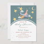 Dino-Raumfahrt-Sternenantrieb mit Babydusche Einladung (Vorderseite)