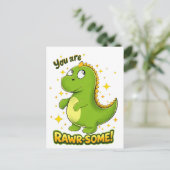 Dino RAWR-SOME Charme Postkarte (Stehend Vorderseite)