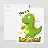 Dino RAWR-SOME Charme Postkarte (Vorne/Hinten)
