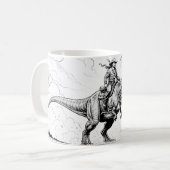 Dino-reitender Cowboy Kaffeetasse (Vorderseite Links)