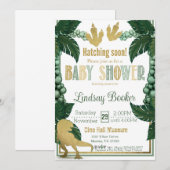 Dino-Rific Baby Dusche in Gold Einladung (Vorne/Hinten)