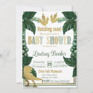 Dino-Rific Baby Dusche in Gold Einladung
