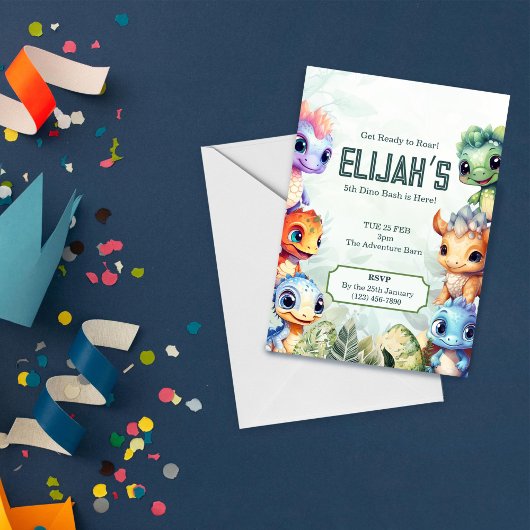 Dino Roar 5. Geburtstag Bash Einladung