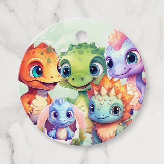 Dino Roar Birthday Bash Geschenkanhänger (Vorderseite)