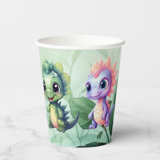 Dino Roar Birthday Bash Party Pappbecher (Rückseite)