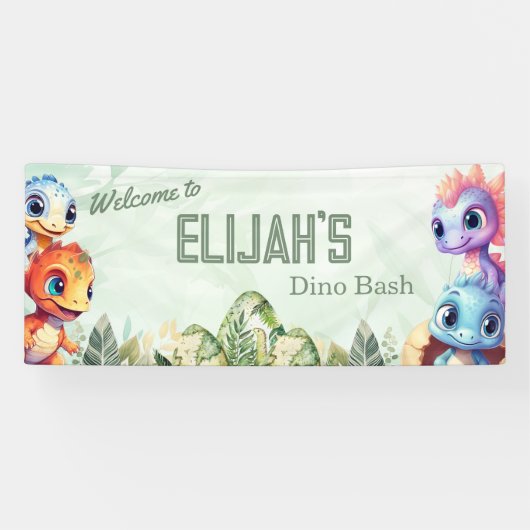 Dino Roar Birthday Bash Willkommen Banner (Horizontal)