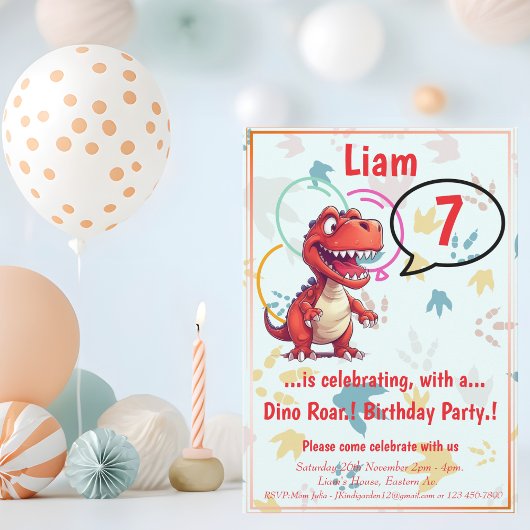 Dino Roar Birthday Party Einladung