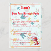 Dino Roar Birthday Party Menükarte (Vorderseite)