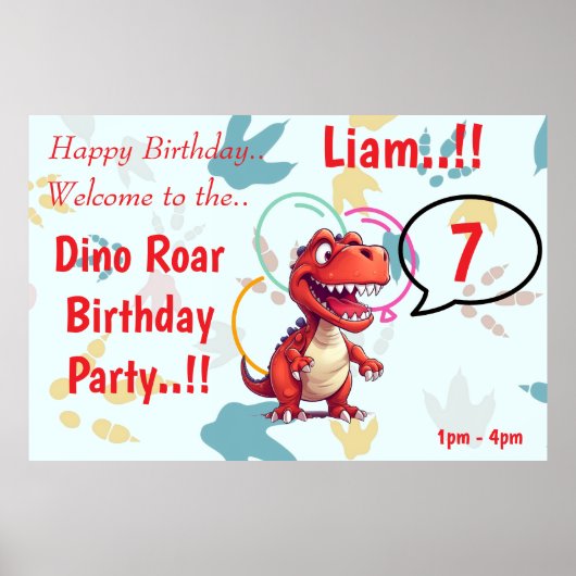 Dino Roar Birthday Party Poster (Vorne)