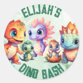 Dino Roar Birthday Runder Aufkleber (Vorderseite)