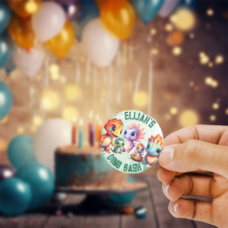 Dino Roar Birthday Runder Aufkleber