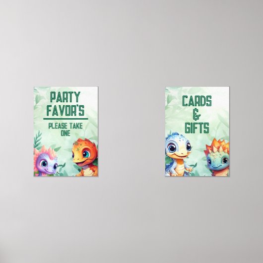 Dino Roar Gefallen, Karten & Geschenkposter Print  Bilderwand Sets (Vorderseite)