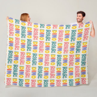 Dino Roar Text Pattern Fleecedecke