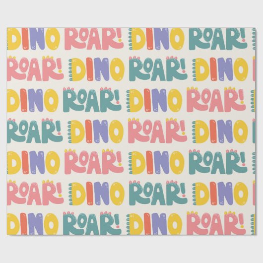 Dino Roar Text Pattern Geschenkpapier (Flach)