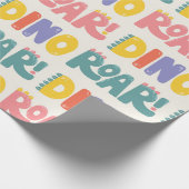 Dino Roar Text Pattern Geschenkpapier (Ecke)