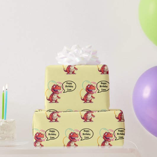 Dino Roar über Cream Gift Geschenkpapier (Partygeschenke)