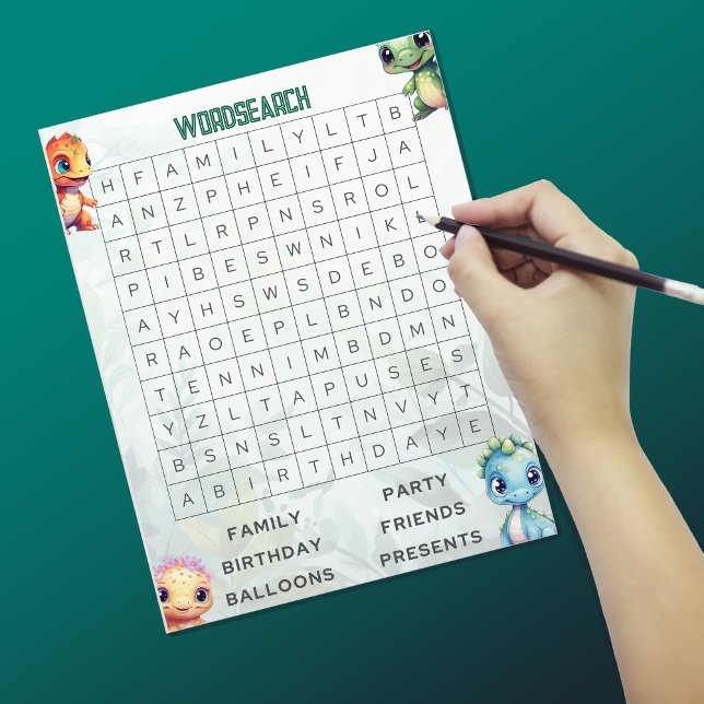 Dino Roar Wordsearch Party Game Sheet (Von Creator hochgeladen)