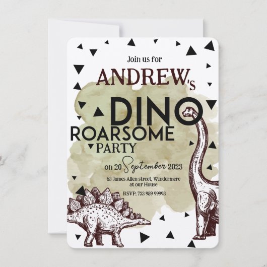 DINO ROARSOME Geburtstagsparty Einladung (Vorderseite)