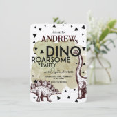 DINO ROARSOME Geburtstagsparty Einladung (Stehend Vorderseite)