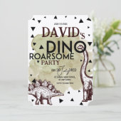DINO ROARSOME Party Einladung (Stehend Vorderseite)