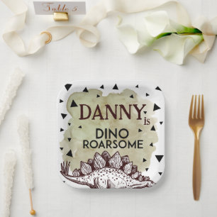 Dino Roarsome Party Plate Design Pappteller