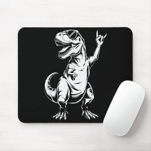 Dino Rock N Roll Rock Music Rock Dinosaur Men Wome Mousepad (Mit Mouse)