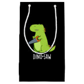 Dino-Säge Funny Dinosaur Tool Pun Dark BG Kleine Geschenktüte (Vorderseite)