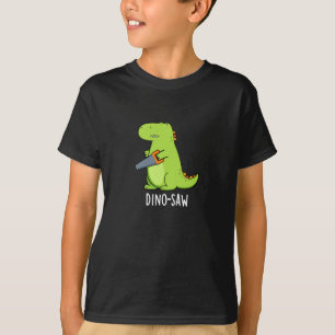 Dino-Säge Funny Dinosaur Tool Pun Dark BG T-Shirt