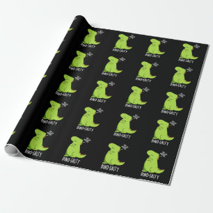 Dino-salzig Lustiger Dinosaurier-Wortwitz Dunkler  Geschenkpapier