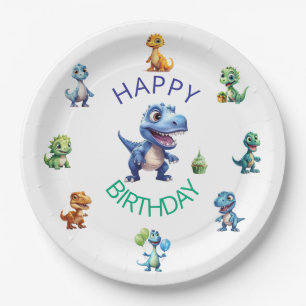 Dino-Saurier 1. Geburtstag Papier-Teller Junge - E Pappteller