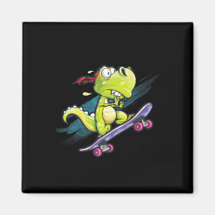 Dino-Skateboard-Shirt Jungen Skateboarding Kinder Magnet