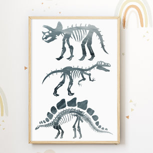 Dino Skeletons Kinderzimmer Print Dinosaurier Post Poster
