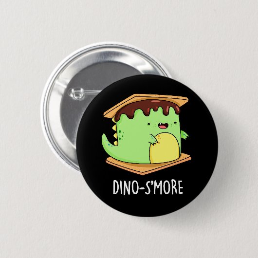 Dino-smore Funny Dinosaur Smore Pun Dark BG Button (Vorne & Hinten)