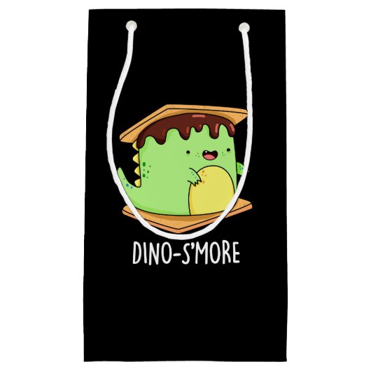 Dino-smore Funny Dinosaur Smore Pun Dark BG Kleine Geschenktüte (Vorderseite)