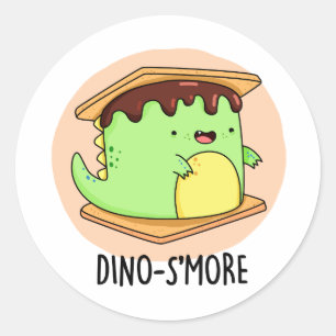 Dino-smore Funny Dinosaur Smore Pun Runder Aufkleber