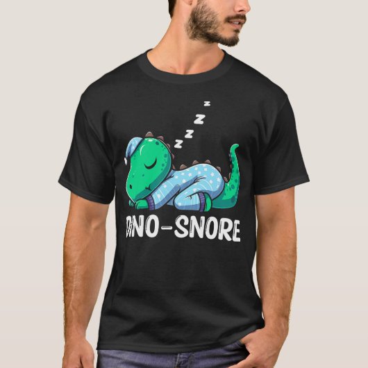Dino Snore Cartoon Dinosaur Sleepwear T-Rex Nappin T-Shirt (Vorderseite)