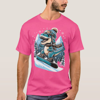 Dino Snowboarden Spaß Cooles Snowboard für Damen T-Shirt