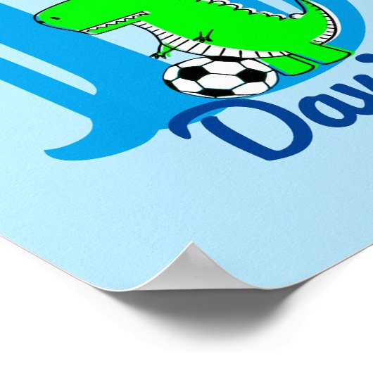 Dino Soccer Zeichnend Kinderzimmer Art Individuell Poster (Ecke)